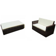 Set Divani da Giardino 2 pz | Set Salotto da Giardino con Cuscini in Polyrattan Marrone