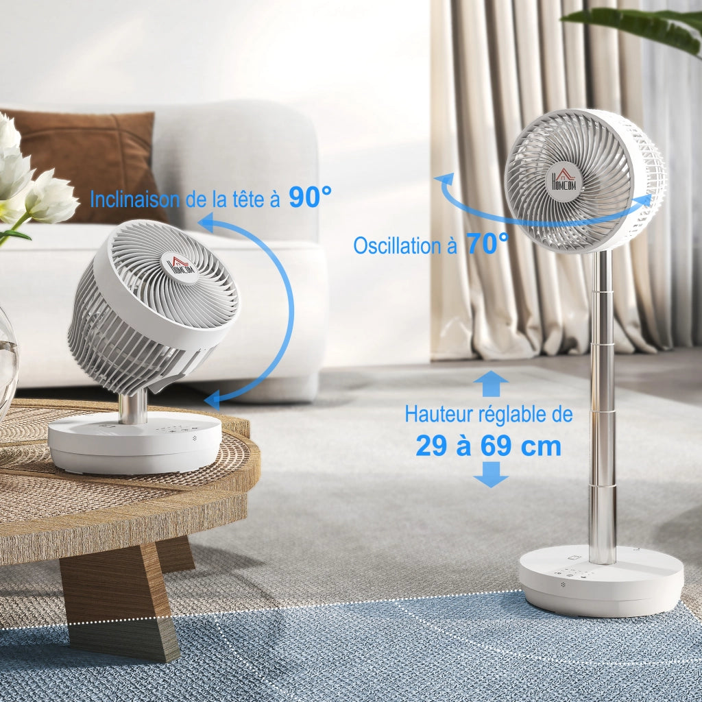 Ventilatore da Scrivania con Telecomando e Batteria Ricaricabile USB, Regolabile in Altezza e Inclinazione, Bianco ¨C zephmum ¨C 30x20x15