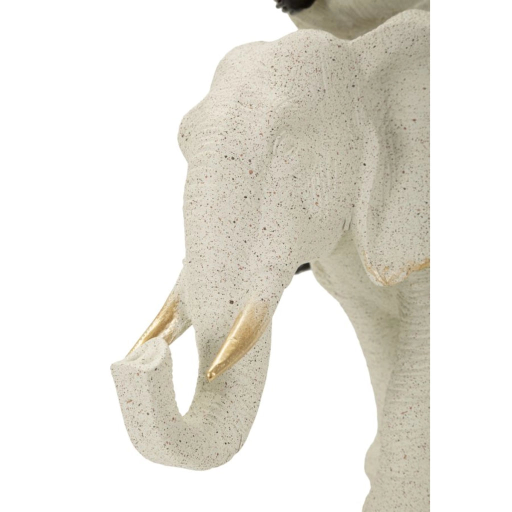 Scultura decorativa Donna su Elefante in poliresina sabbia e oro