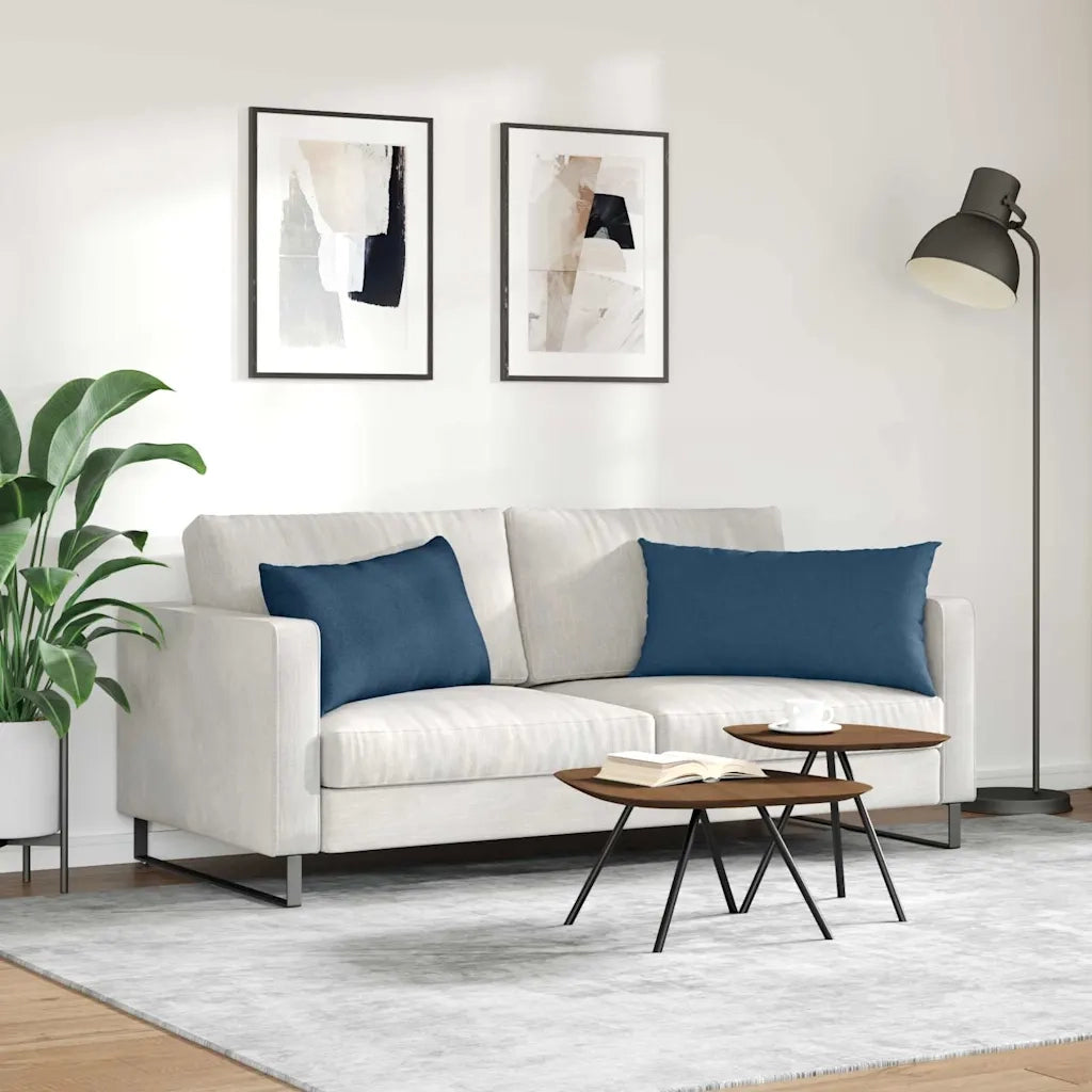 Cuscini da Divano 2 pz | Cuscini per sedie Blu 80 x 40 cm Tessuto