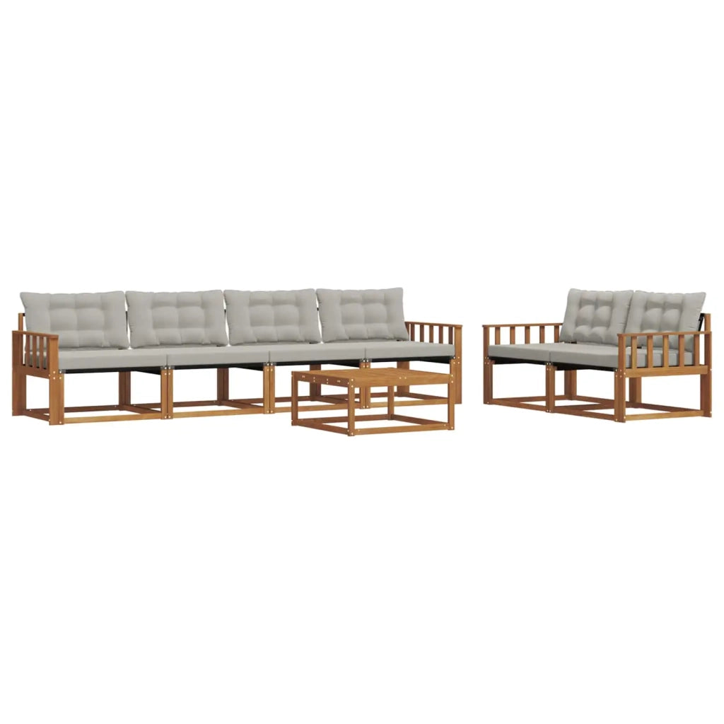 Set di divani da esterno 7 pcs Grigio Naturale e Chiaro 3369214