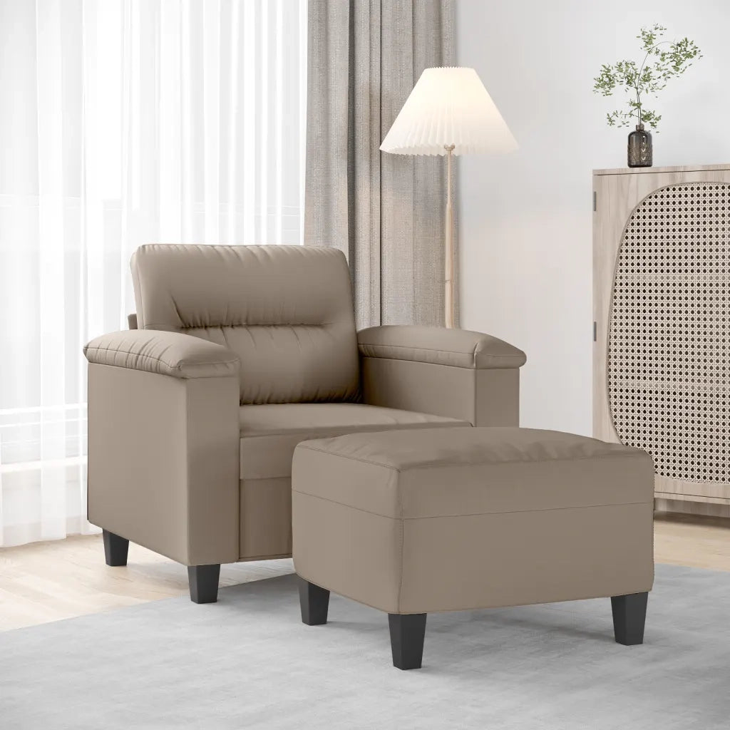 Poltrona | Sedia Relax con Poggiapiedi tortora 60 cm in Tessuto Microfibra