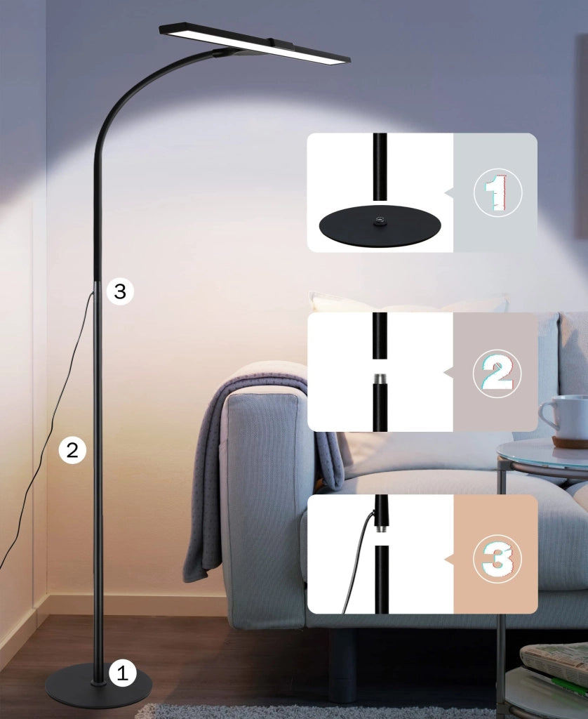 ZMH Lampada da terra a LED moderna lampada da lettura touch con timer illuminazione per ufficio