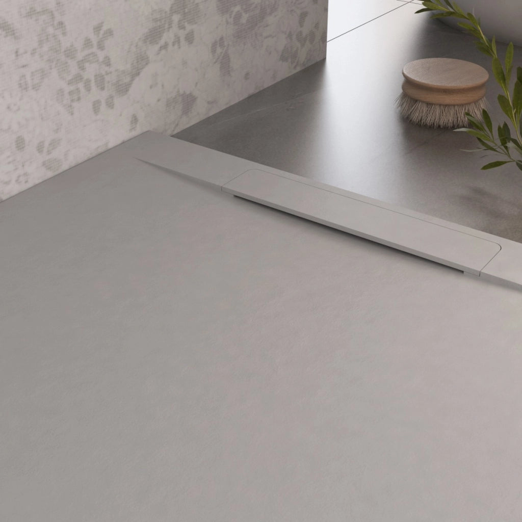 Piatto doccia in marmoresina grigio chiaro effetto pietra cemento vincent, misura 80x200