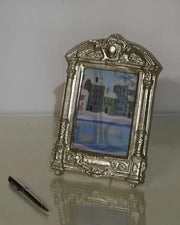 Mobili2g - portafoto in foglia argento rettangolare - misure: l.43 x h.62 x p.2