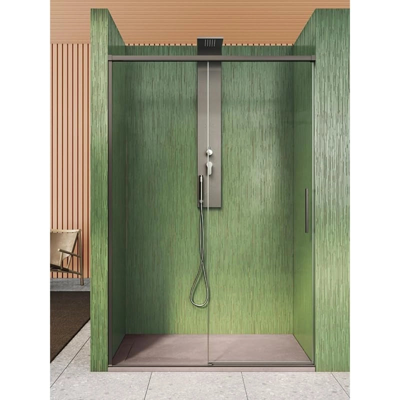 IMPALLI Box Doccia H210 Cm Estensibile 147-150 Cm Cabina Doccia Scorrevole Anta A Chiusura Rallentata Cristallo Temperato 8 Mm Trasparente Anticalcare Profili Alluminio (NICHEL SPAZZOLATO 150)