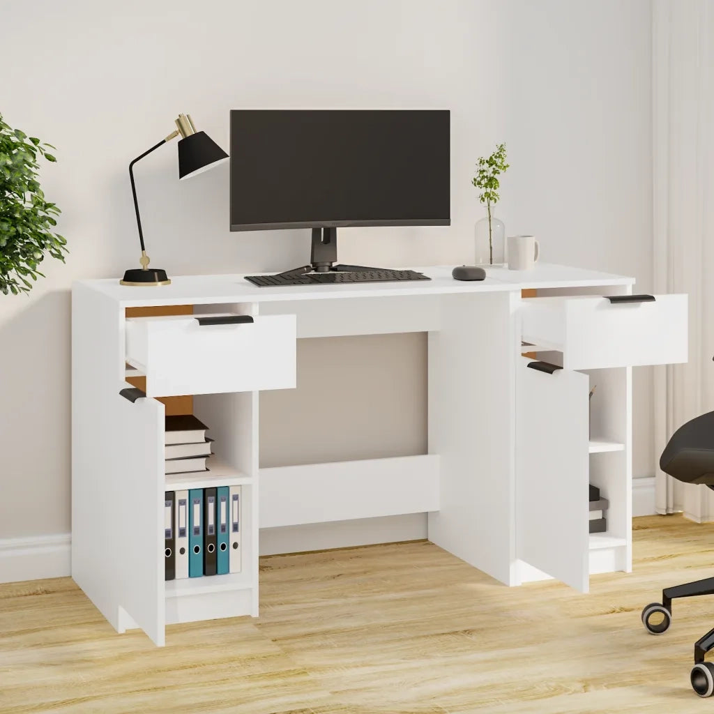 Scrivania con Mobile Laterale Bianco in Legno Multistrato cod mxl 67662