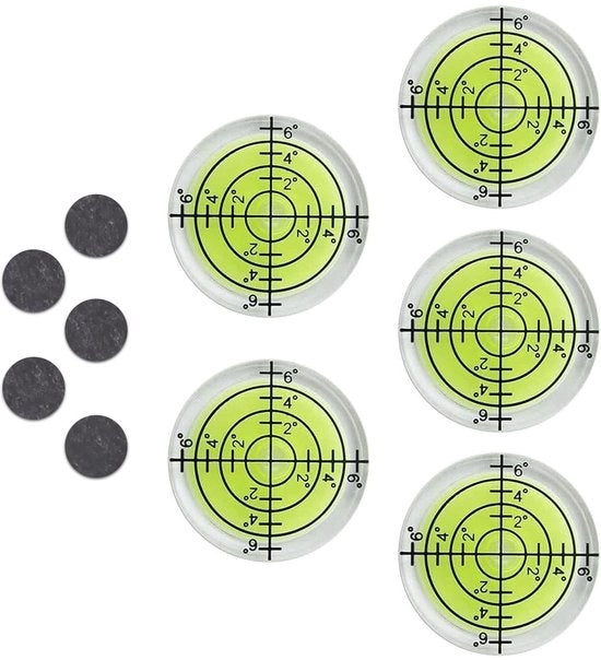 Set di livelli a molla per precisione - 5 pezzi Ø 32 mm - Magneti autoadesivi - Leggero - Formato portatile - Livello