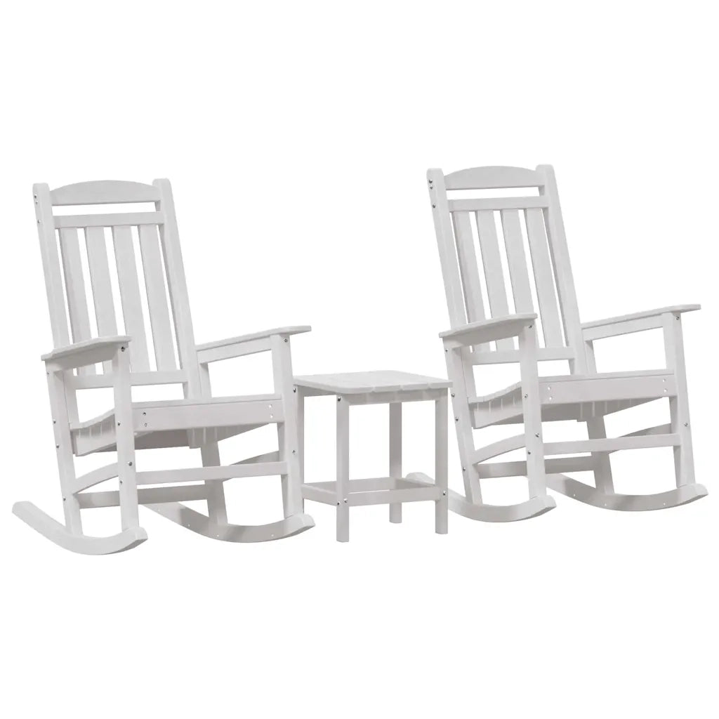 Sedia a dondolo 3 pcs Bianco Polietilene 3335814