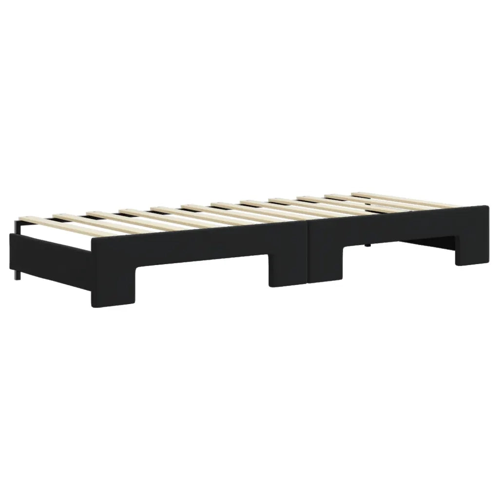 Divano Letto Estraibile con Cassetti Nero 80x200 cm in Velluto 3197370