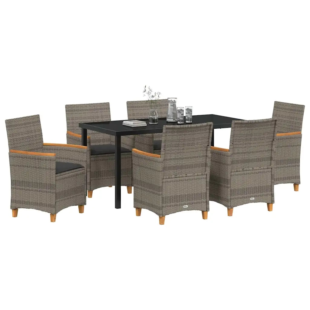 Set da Pranzo per Giardino 7 pcs Grigio polyrattan 3381097