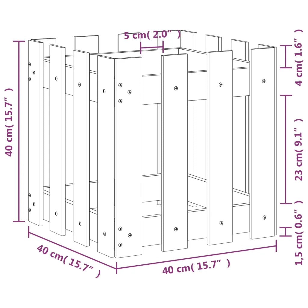 Fioriera Giardino Design Recinzione 40x40x40cm Massello Douglas 832450