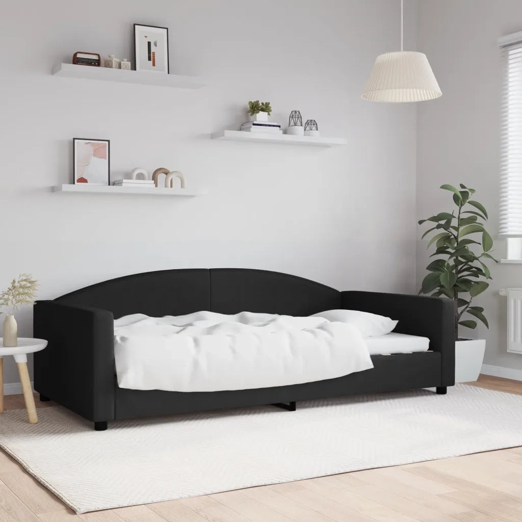 Letto singolo | Letto per adulti | Letto da Giorno Nero 100x200 cm in Tessuto
