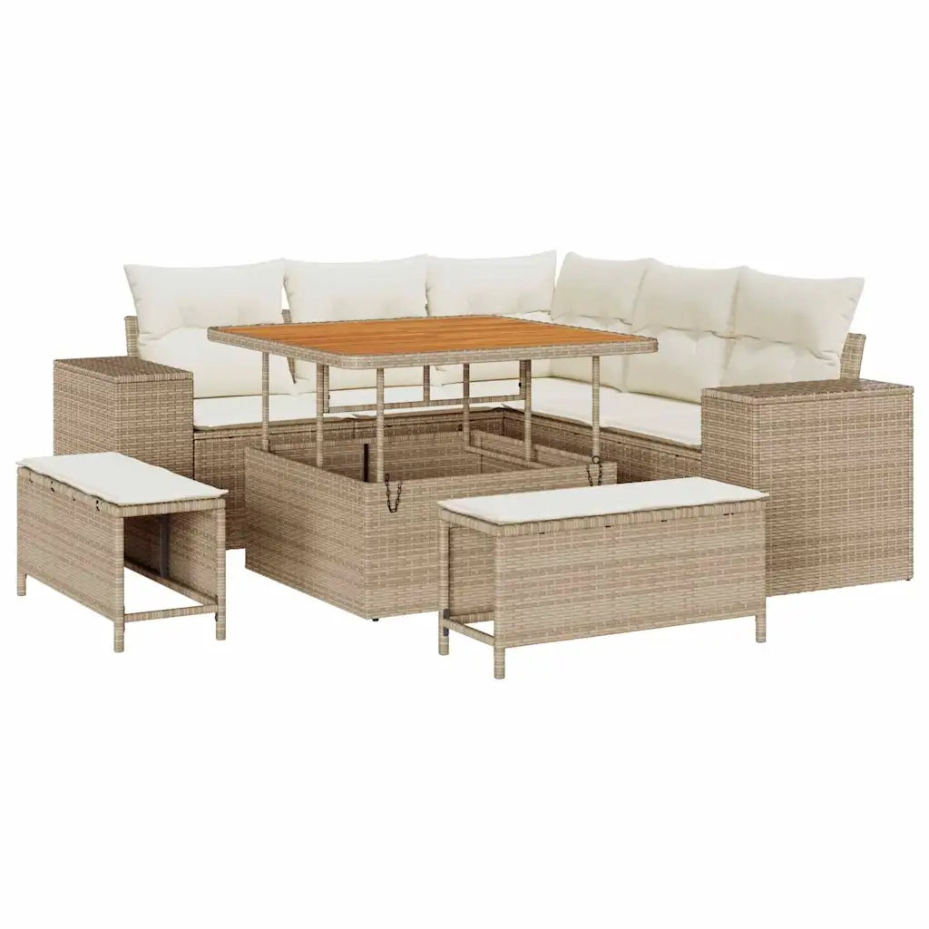 Set Divano da Giardino 8 pcs Beige e Crema polyrattan 3363946