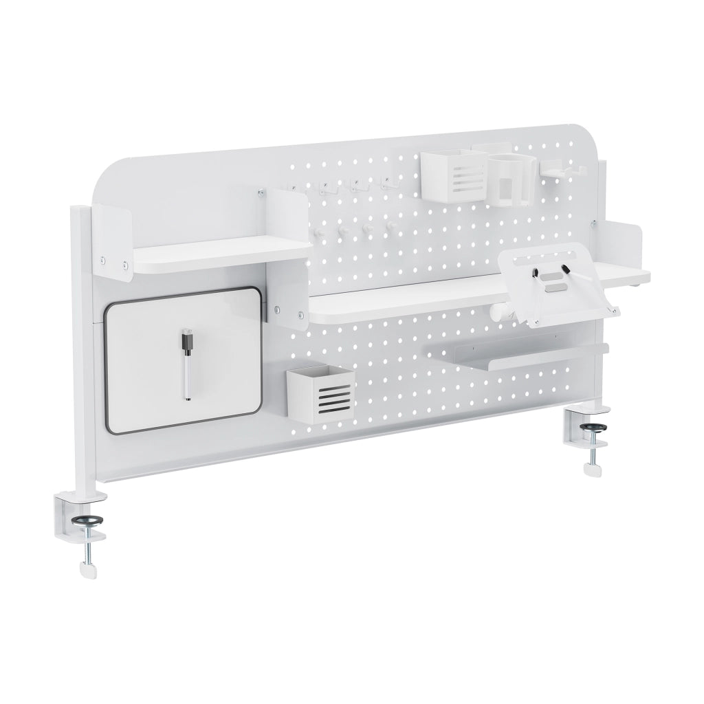 Organizzatore Sauda Pannello Forato da Scrivania con Morsetti 114x68 cm - Bianco [en.casa]