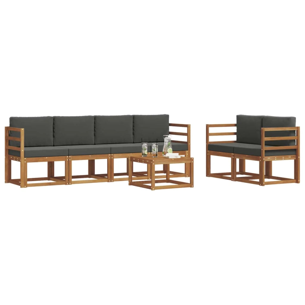 Set di divani da esterno con cuscino 7 pcs Naturale e Antracite 3366030