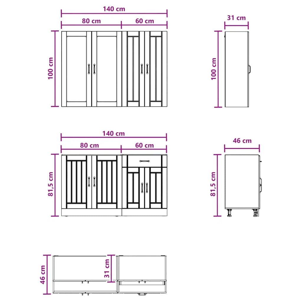 Unità Cucina LUCCA 4 pcs Grigio Cemento Legno ingegnerizzato 3438328