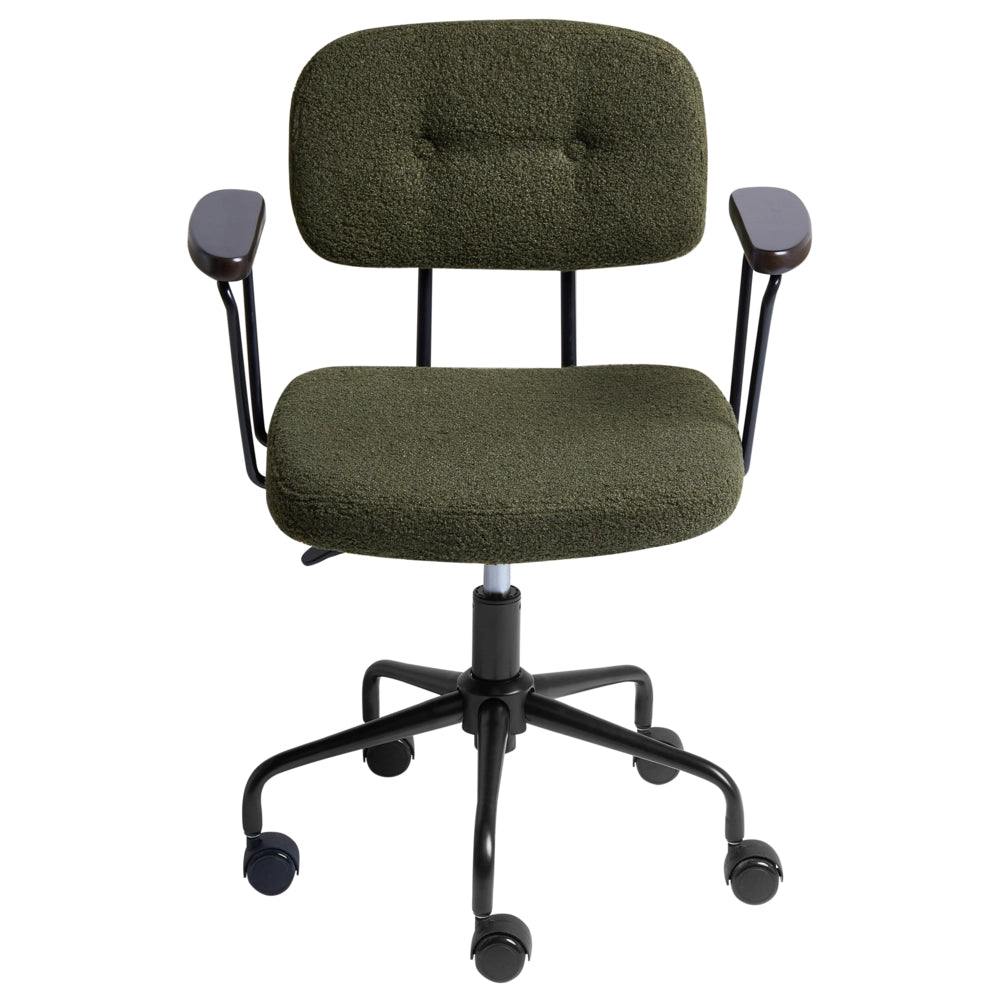 Sedia da ufficio verde scuro bouclé girevole regolabile in altezza con braccioli Ufficio domestico Studio Tradizionale