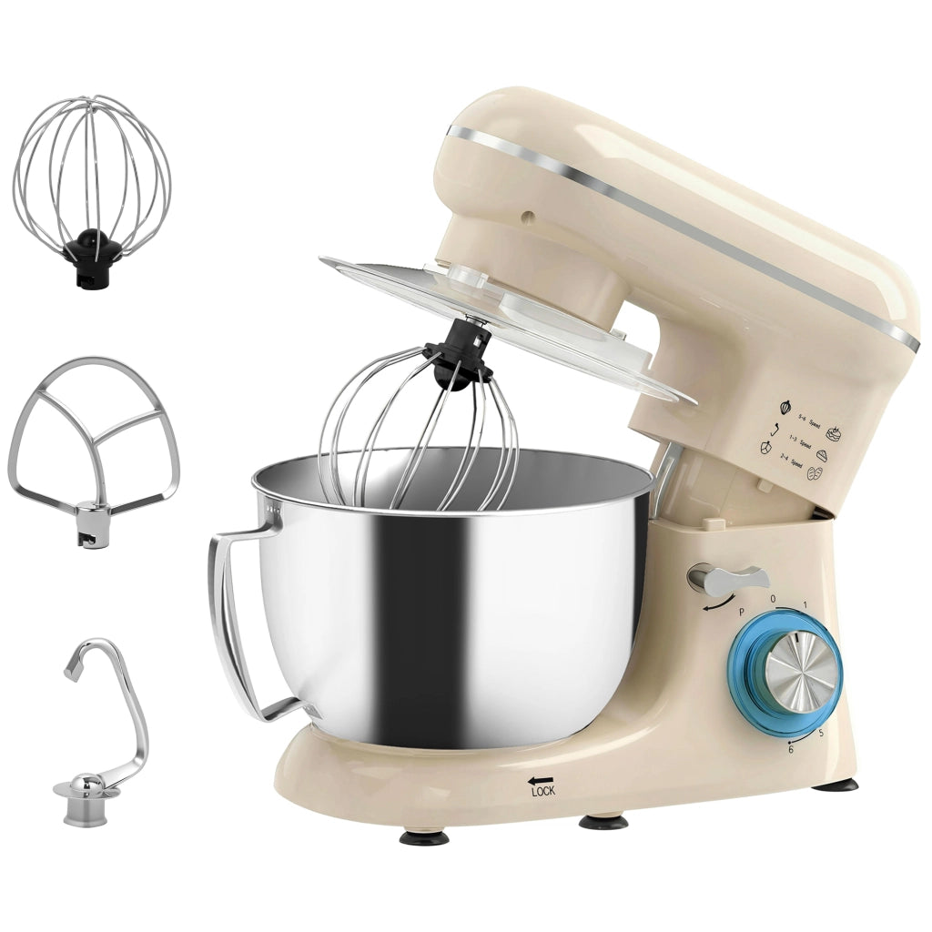 Impastatrice 4,5L 1300W 6 Velocita' ¨C zephmum ¨C Acciaio Inossidabile Beige