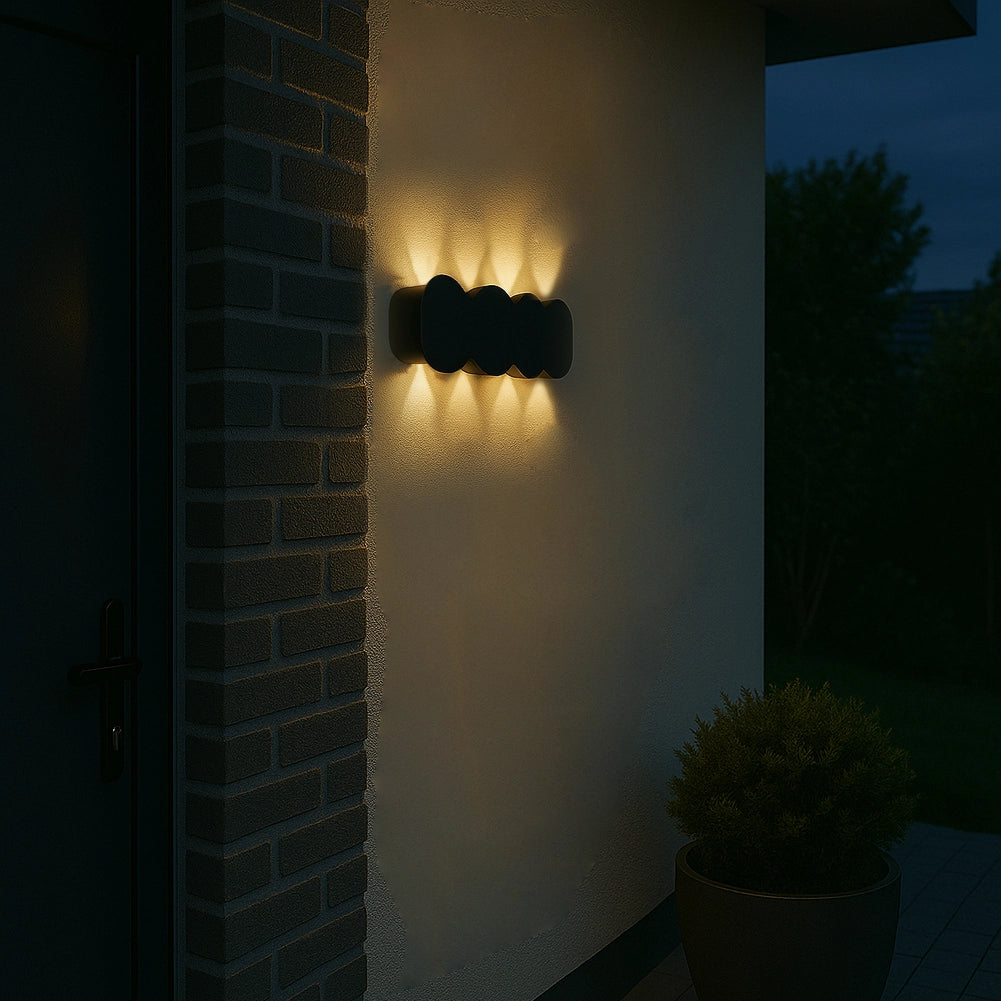 Applique da Muro con 8 Led Lampada a Parete Nero con Luce Bianco Caldo 21x8x3cm