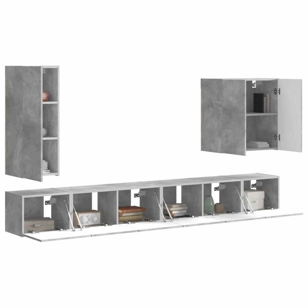 Set di Mobiletto da TV a Parete 6 pcs Grigio cemento
