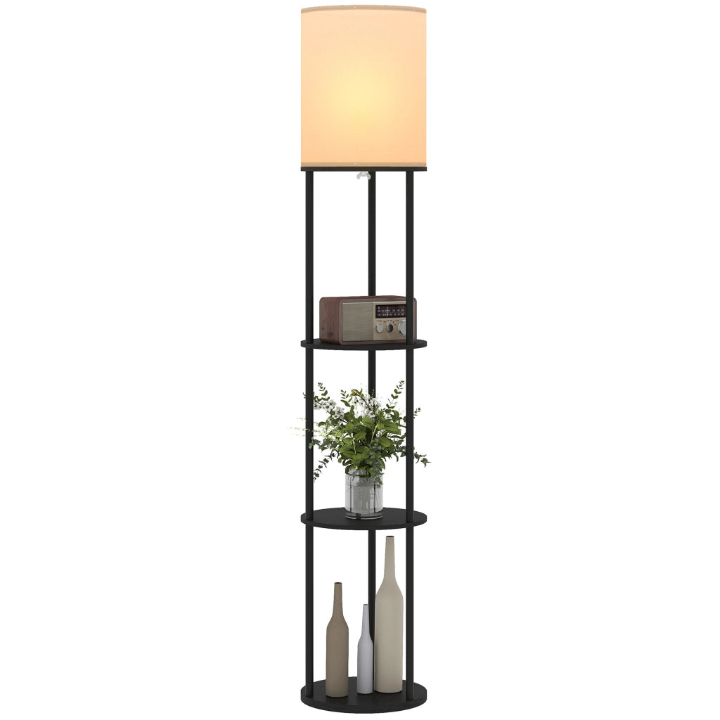 Lampada da Terra con Scaffali ¨C zephmum ¨C Nero 3 Temperature Colore Telecomando