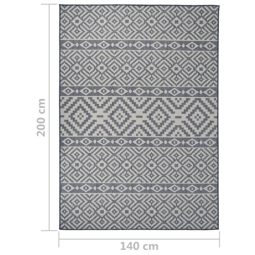 Tappeto da Esterni a Tessitura Piatta 140x200 cm Strisce Blu 340838