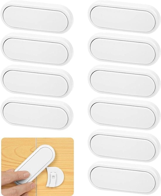Chiusura sicura per bambini - 10 pezzi di chiusura sicura per armadi, porte e cassetti - bianco