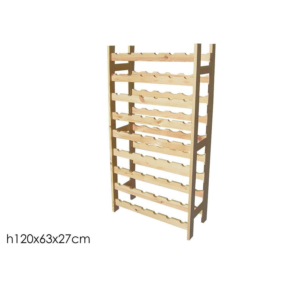 Trade Shop - Cantinetta Portabottiglie Vino In Legno Di Pino Naturale 54 Posti 9 Ripiani H120x63x27cm -