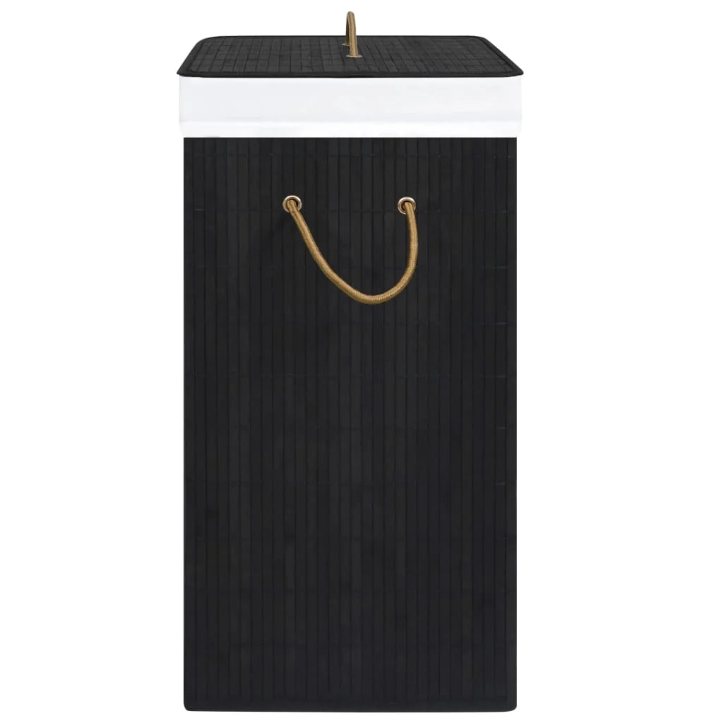 Cesto portabiancheria con una sezione 40 x 30 x 60 cm bambù nero 02_0006204
