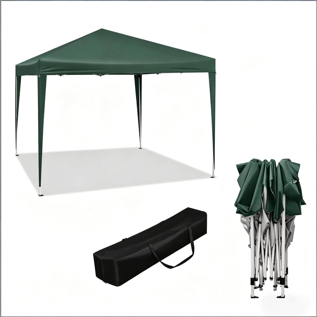 Gazebo pieghevole da giardino 3x3 m verde con altezza regolabile e borsa per trasporto