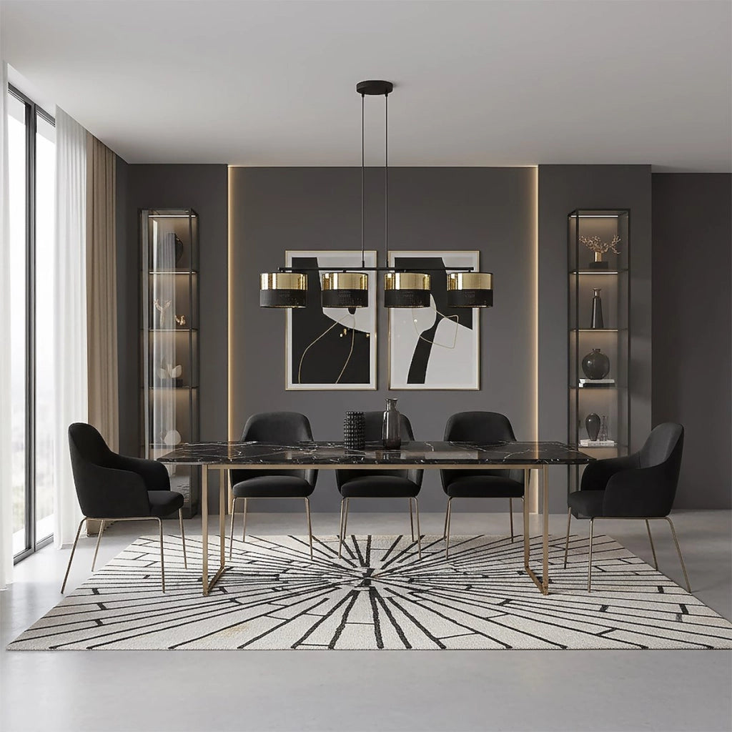 Lampada a sospensione LUX in acciaio nero e oro