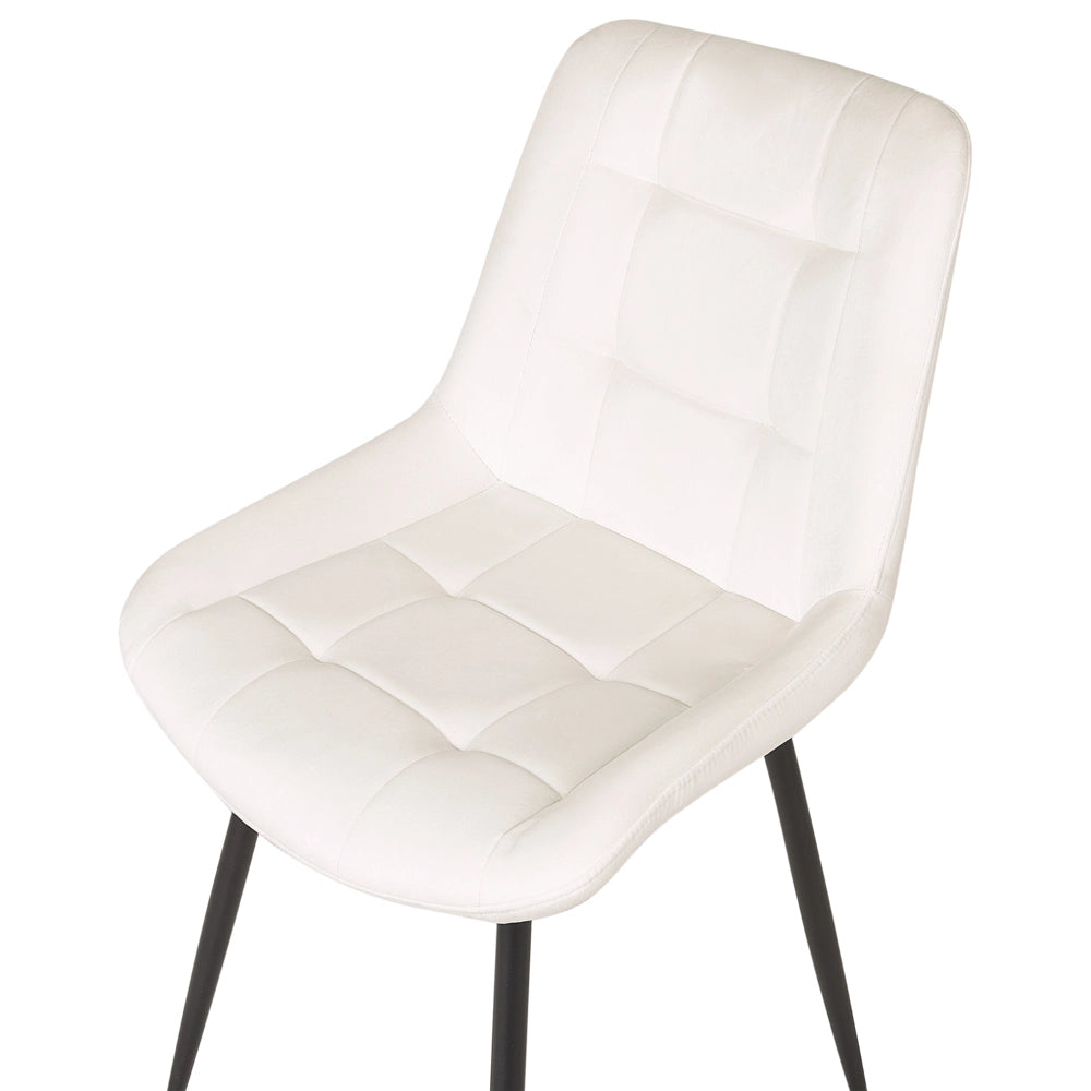 Set di 2 sedie da pranzo in velluto bianco sporco gambe in ferro Nero sedie moderne imbottite