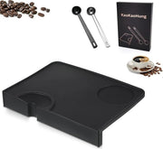 Mat per tampatura con 2 pezzi di cucchiai per caffè in acciaio inox 304, mat per tampatura, antiscivolo, di alta qualità silicone, tampatore per espresso