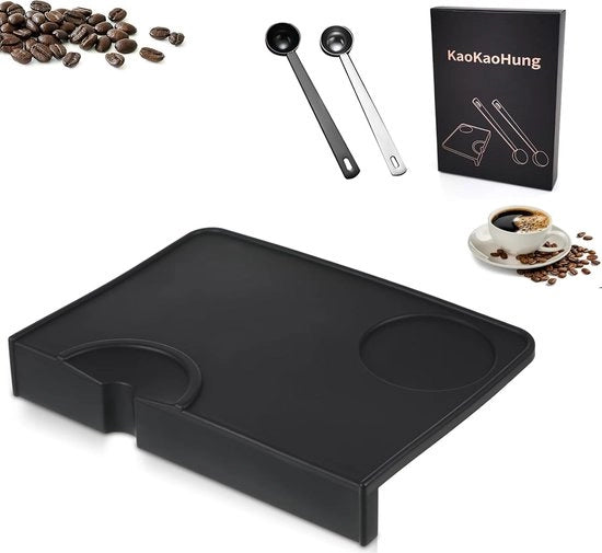 Mat per tampatura con 2 pezzi di cucchiai per caffè in acciaio inox 304, mat per tampatura, antiscivolo, di alta qualità silicone, tampatore per espresso