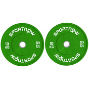 Set 2 Dischi Pesi da 10kg in Gomma con Foro da 2"/5 cm per Manubri e Bilancieri, Verde