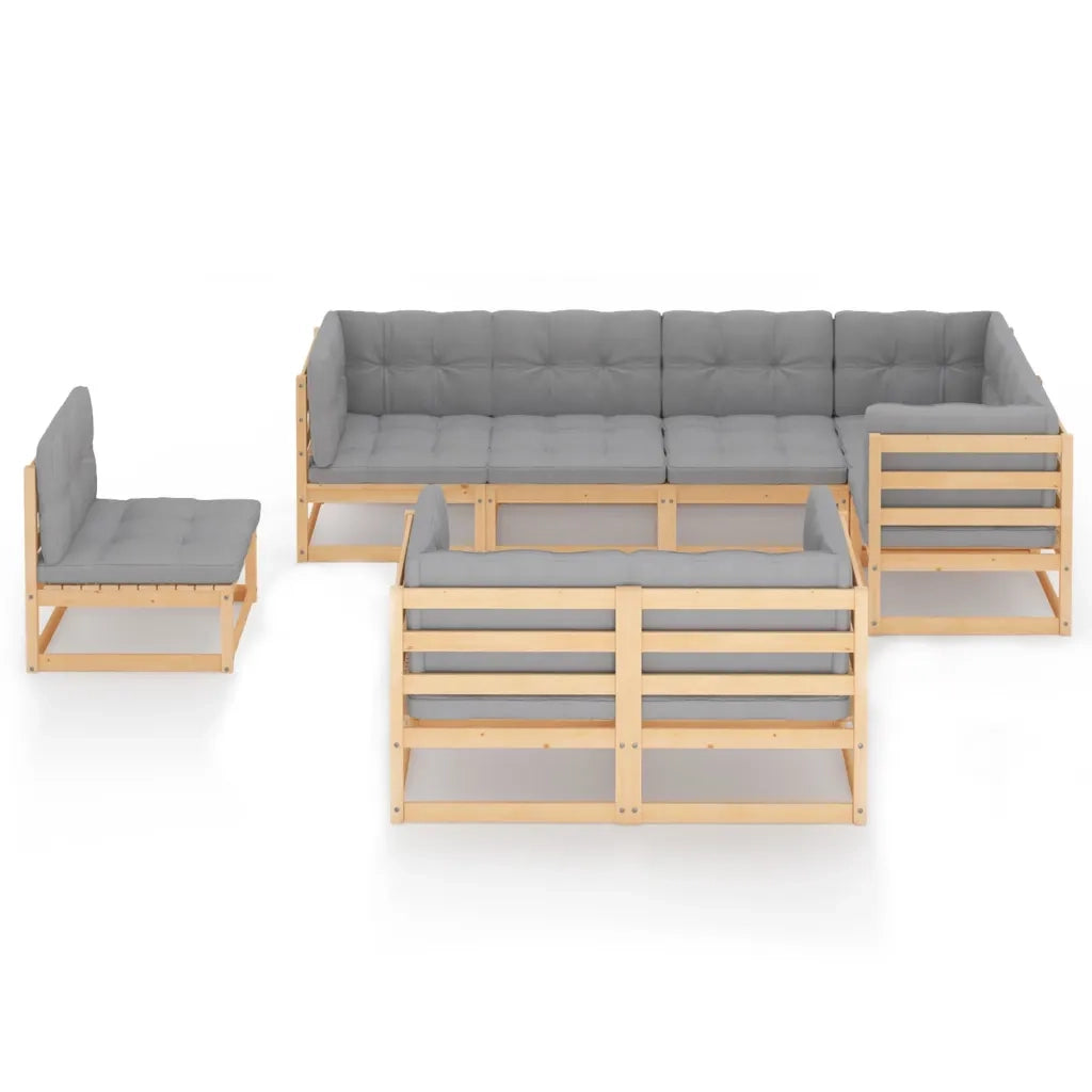 Set Salotto Giardino 8 pz Cuscini Antracite Legno Massello Pino 3076714