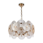 Lampadario Contemporaneo Aster Metallo Oro 8 Luci Con Diffusore In Vetro
