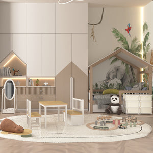 Cassettiera Portagiochi per Bambini 3-6 Anni 75x37x56.5 cm 6 Cassetti con Bordi Arrotondati in PP Bianco Crema