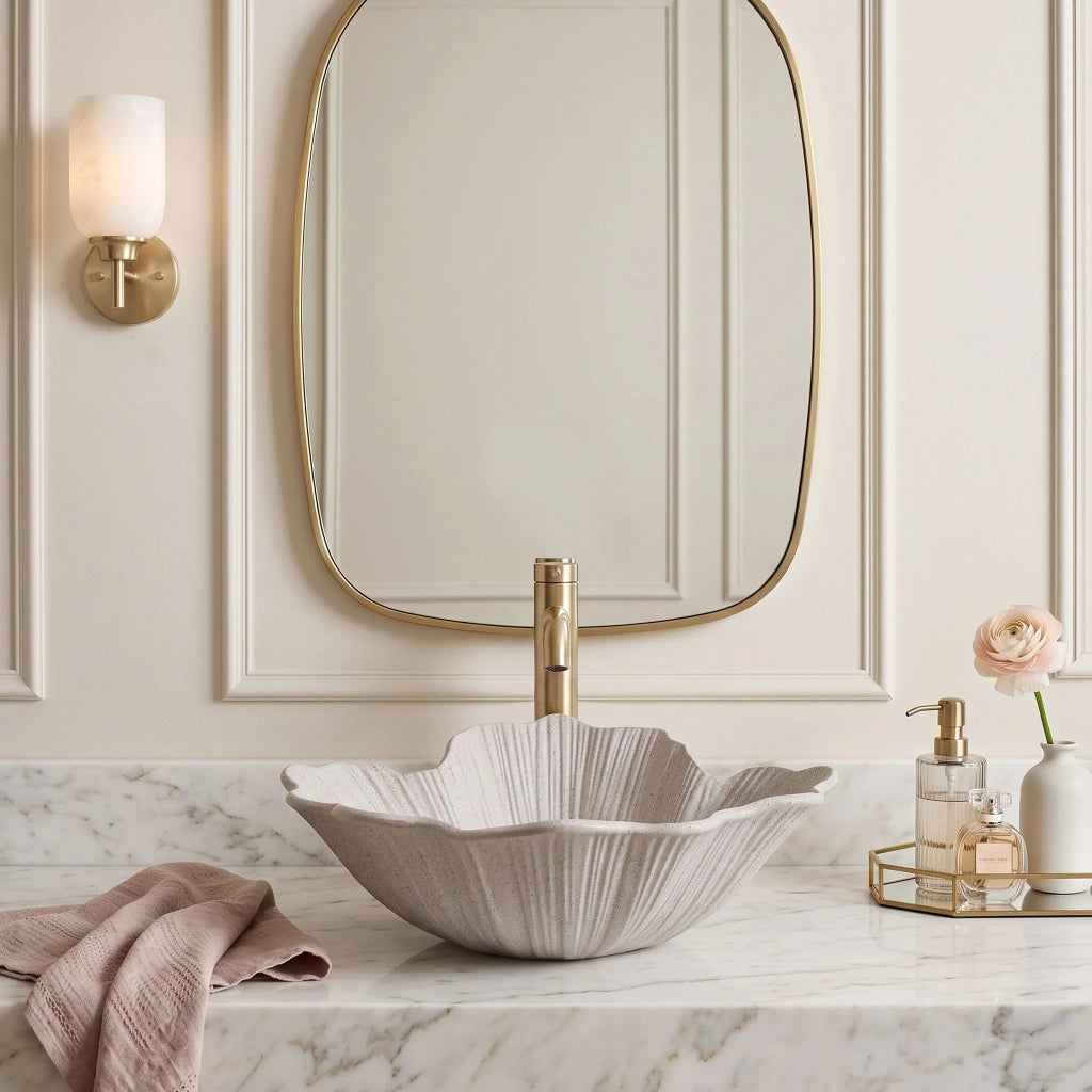 Lavabo Da Appoggio Rea Flower Beige