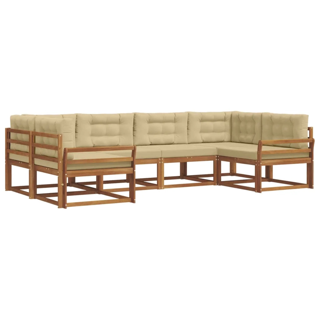 Set di divani da esterno con cuscino 6 pcs Naturale e Beige