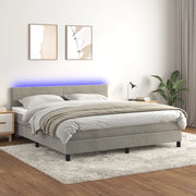 Letto a Molle con Materasso e LED Grigio Chiaro 160x200 cm Velluto 3134471