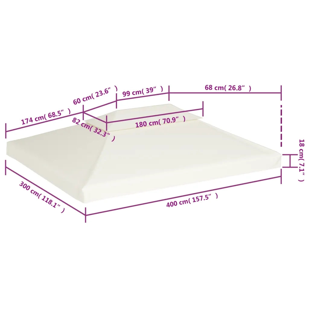 Telo di Ricambio per Gazebo 310g/m² Bianco Crema 3x4m 40880