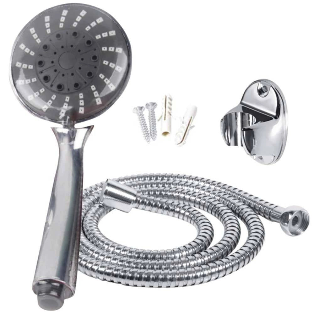 Trade Shop - Set Soffione Doccia 3 Getti Laccio Tubo 150cm Supporto Doccetta Parete Bagno -