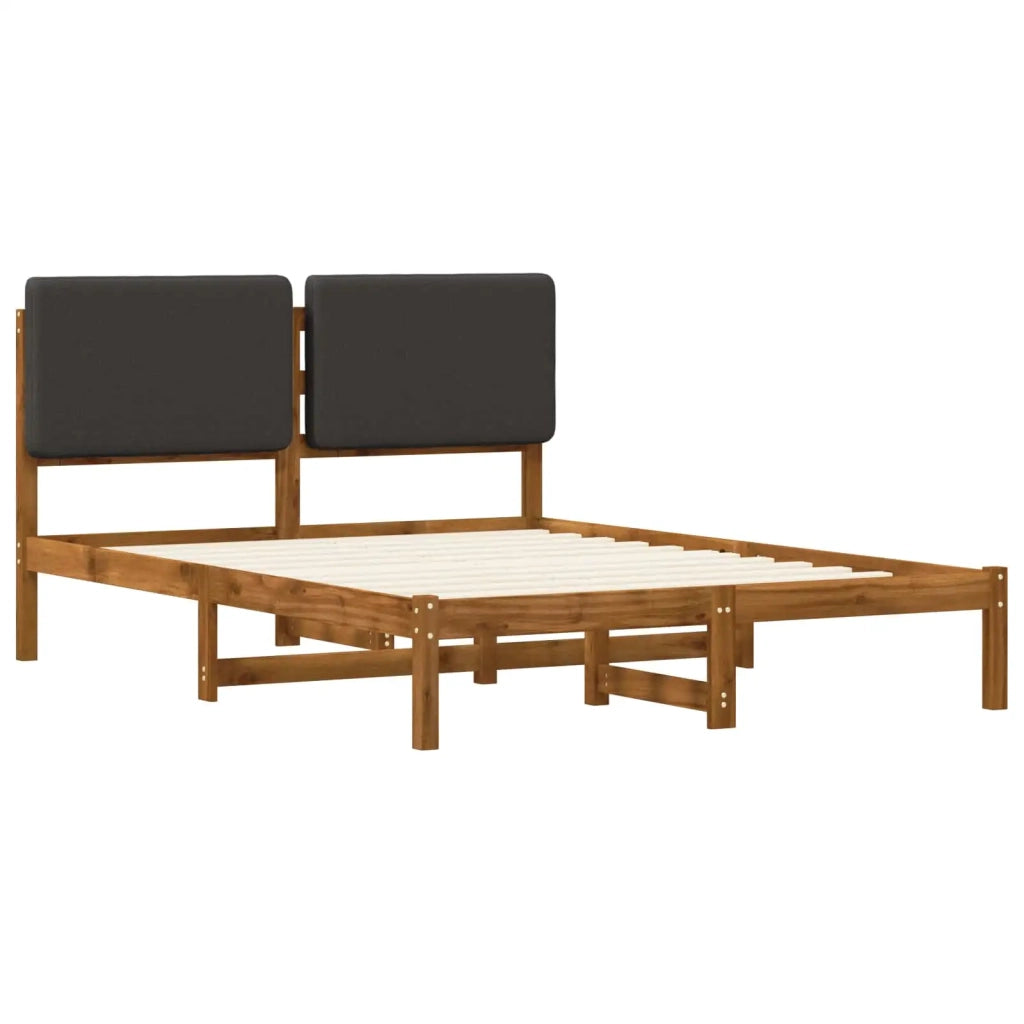 Letto con Testiera Rivestita Naturale e Grigio Scuro 903977