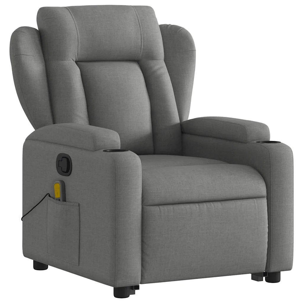 Poltrona Alzapersona Massaggi Reclinabile Grigio Scuro Tessuto 3204495