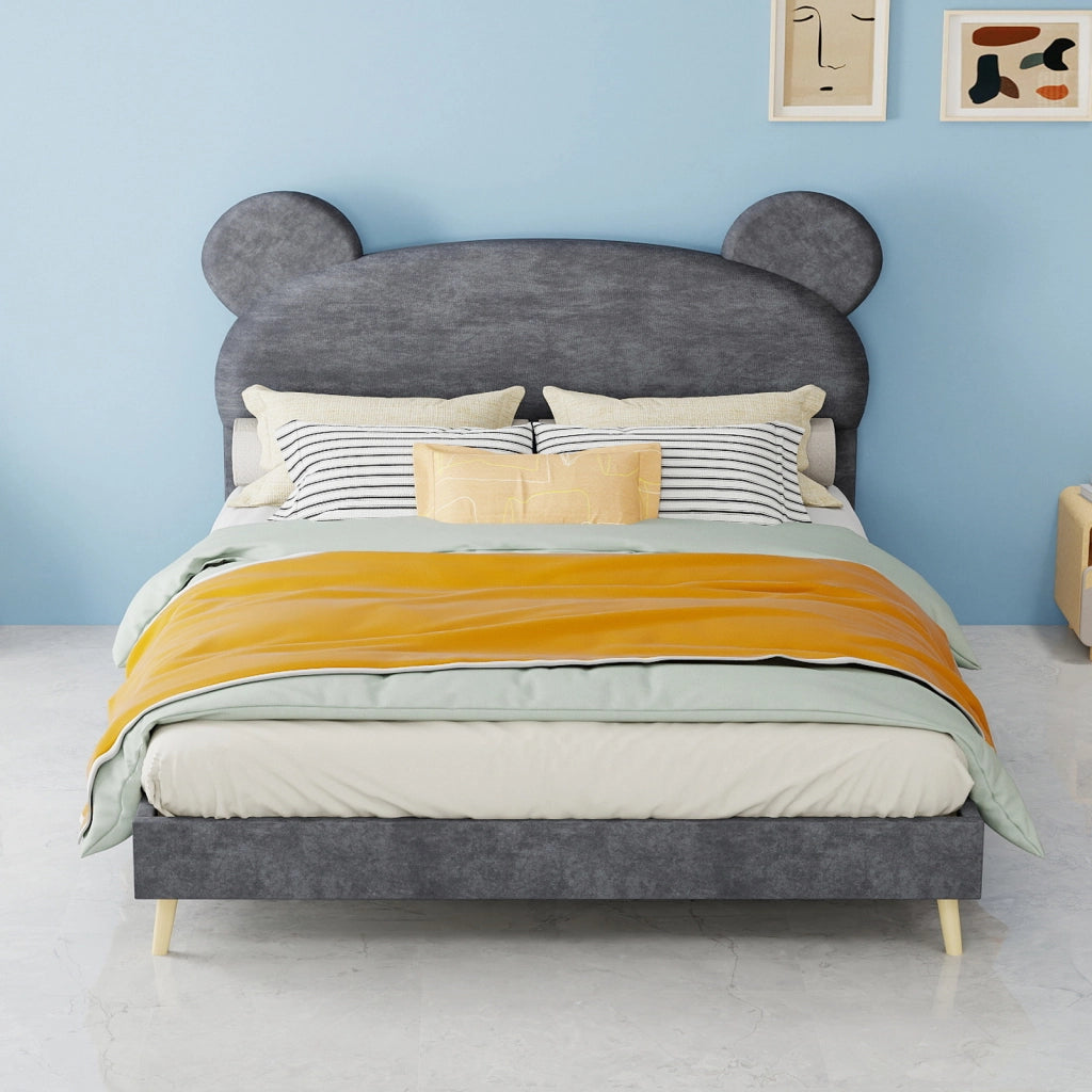 letto imbottito tessuto metallo grigio 140 x 200 cm