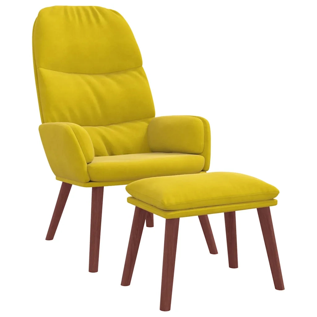 Divano Sedia-Poltrona Relax con Poggiapiedi Giallo in Velluto 846660