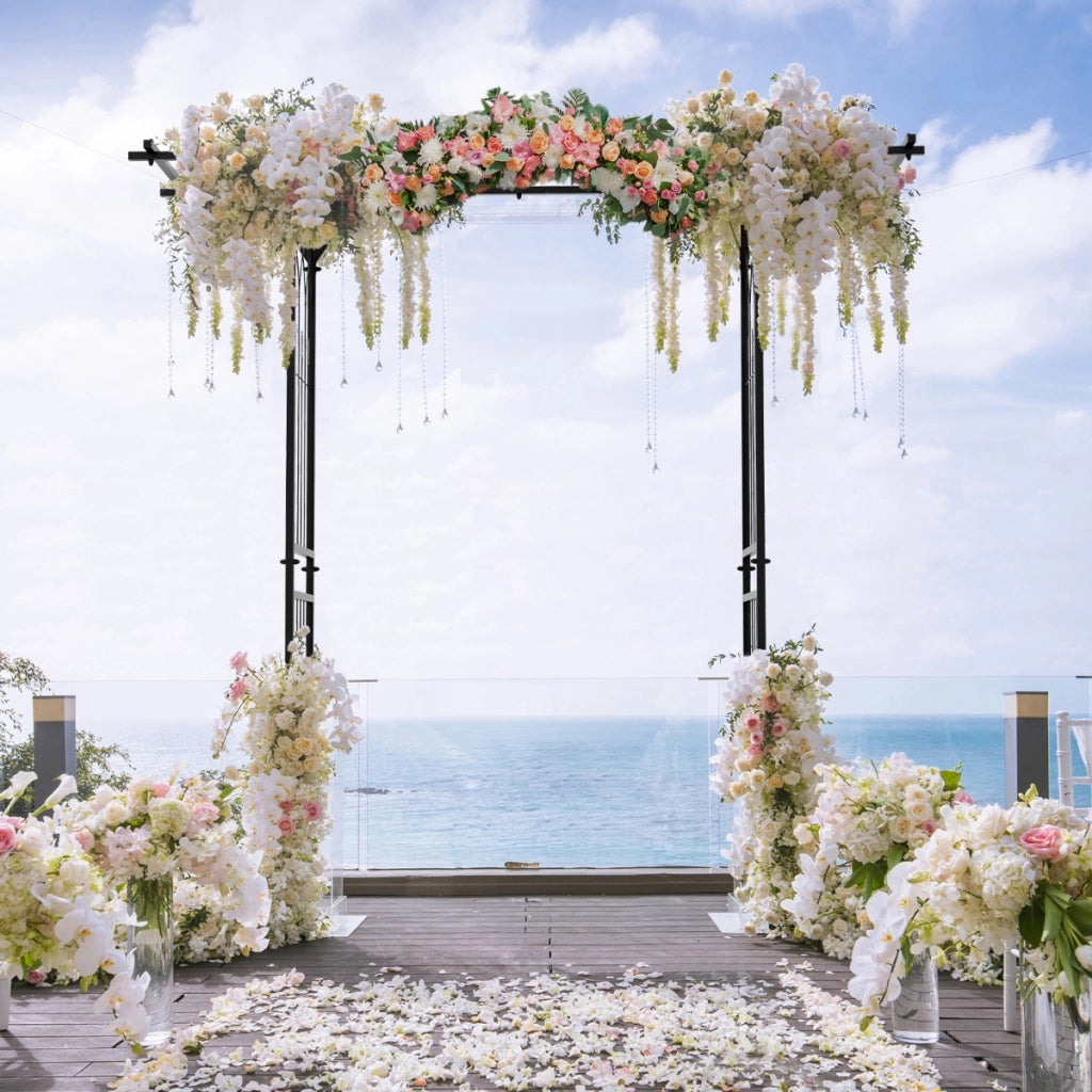 Gazebo da giardino in metallo decorativo con tralicci per piante rampicanti, Arco da giardino 200x52x206cm-Decorazioni da giardino