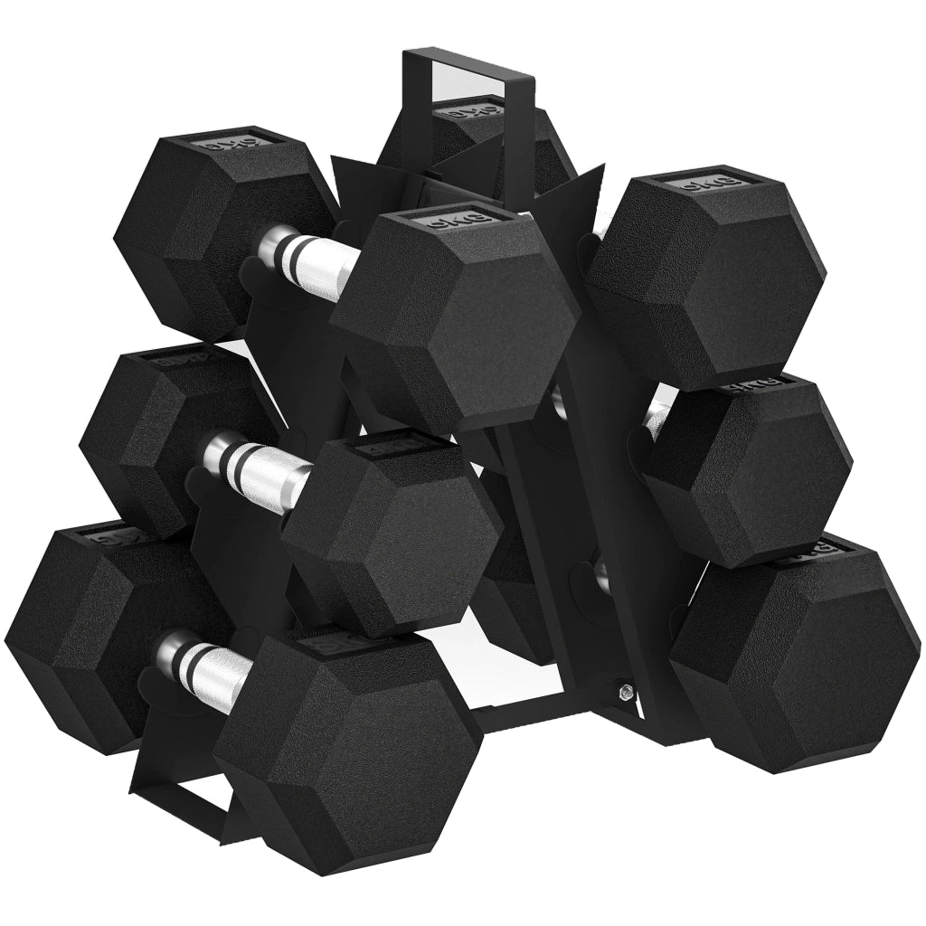 Set di manubri per allenamento 2x4kg 2x6kg 2x8kg con supporto ¨C zephmum ¨C nero